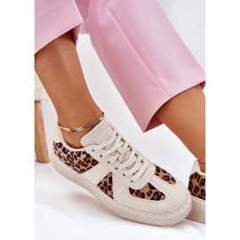 Zapatillas para mujeres con estampado de leopardo en la plataforma beige 8