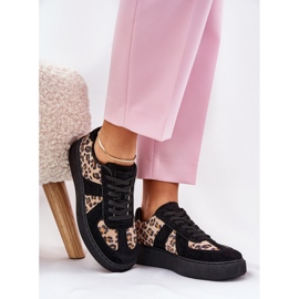 Zapatillas de deporte para mujeres con estampado de leopardo en la plataforma negra negro 6