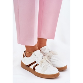 Zapatillas de deporte para mujeres bajas con estampado de leopardo de encaje blanco 5