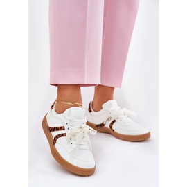 Zapatillas de deporte para mujeres bajas con estampado de leopardo de encaje blanco 2