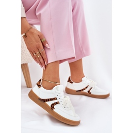 Zapatillas de deporte para mujeres bajas con estampado de leopardo de encaje blanco 6