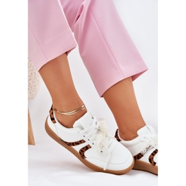Zapatillas de deporte para mujeres bajas con estampado de leopardo de encaje blanco 7