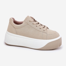 Zapatillas de deporte en una plataforma masiva beige suave 4