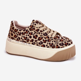 Zapatillas de deporte en una plataforma de leopardo marrón masiva 4
