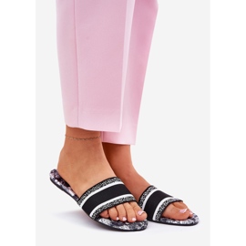 Aletas de mujer planas estampadas negras negro 1 Aletas de mujer planas estampadas negras negro 1