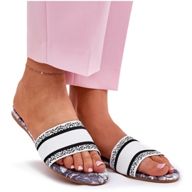 Chanclas de mujeres planas patrouched blanco 8