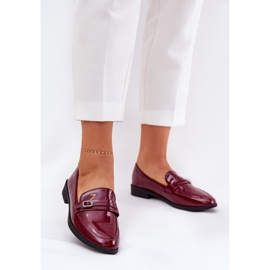 Mocasines de mujer pintados con una hebilla decorativa de Borgoña rojo 2