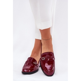 Mocasines de mujer pintados con una hebilla decorativa de Borgoña rojo 3