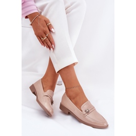 Mocasines de mujer pintados con un beige decorativo de hebilla 6