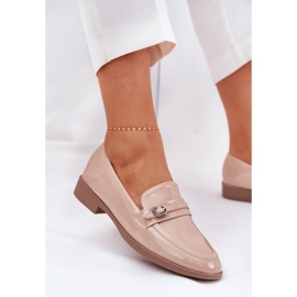 Mocasines de mujer pintados con un beige decorativo de hebilla 5