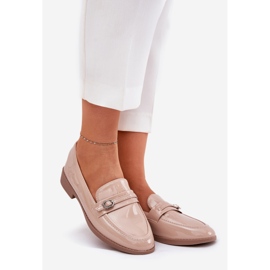 Mocasines de mujer pintados con un beige decorativo de hebilla 1