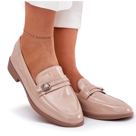 Mocasines de mujer pintados con un beige decorativo de hebilla 7