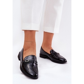 Mocasines de mujer pintados con una hebilla decorativa hebilla negra negro 2