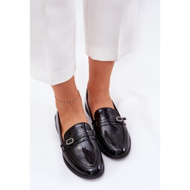Mocasines de mujer pintados con una hebilla decorativa hebilla negra negro 5