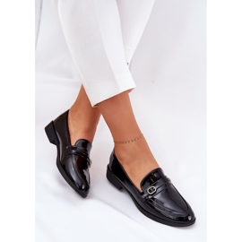Mocasines de mujer pintados con una hebilla decorativa hebilla negra negro 7