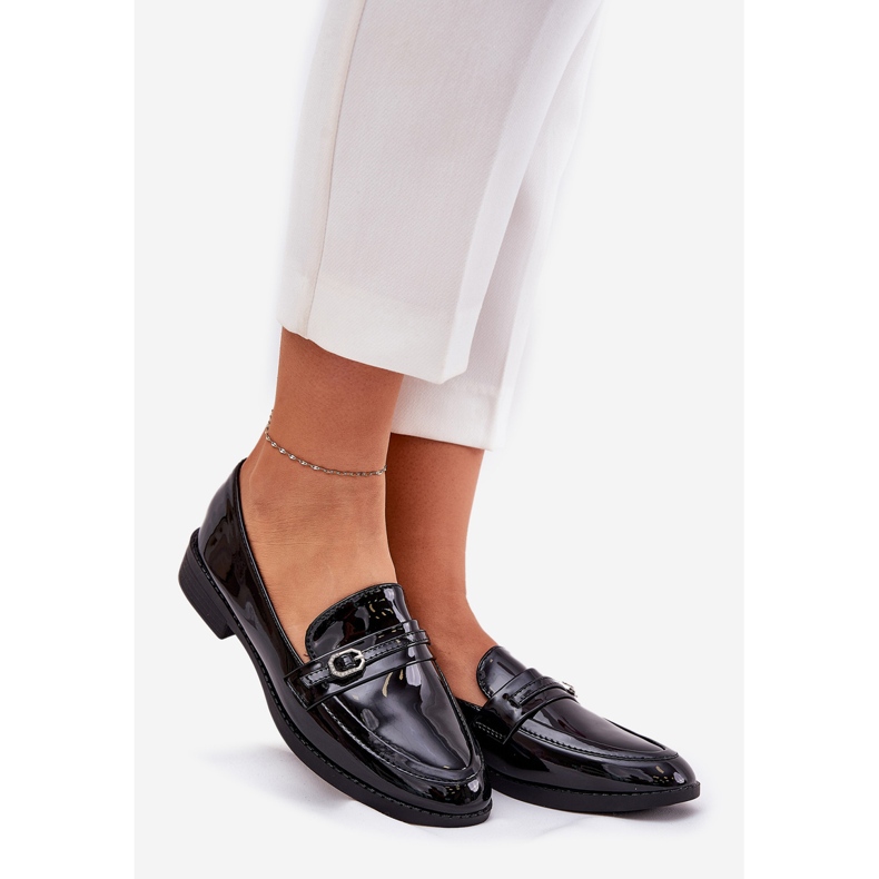 Mocasines de mujer pintados con una hebilla decorativa hebilla negra negro 1 Mocasines de mujer pintados con una hebilla decorativa hebilla negra negro 1