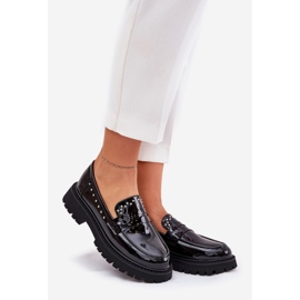 Mocasines de mujer barnizados con decoración negra negro 1