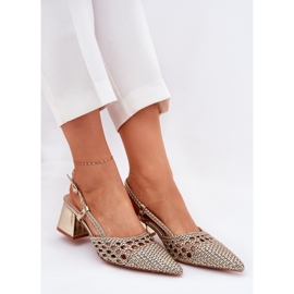 Bailarinas con trenza de cañón plano dorado 7