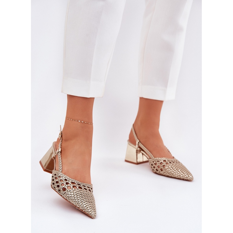 Bailarinas con trenza de cañón plano dorado 2