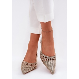 Bailarinas con trenza de cañón plano dorado 3