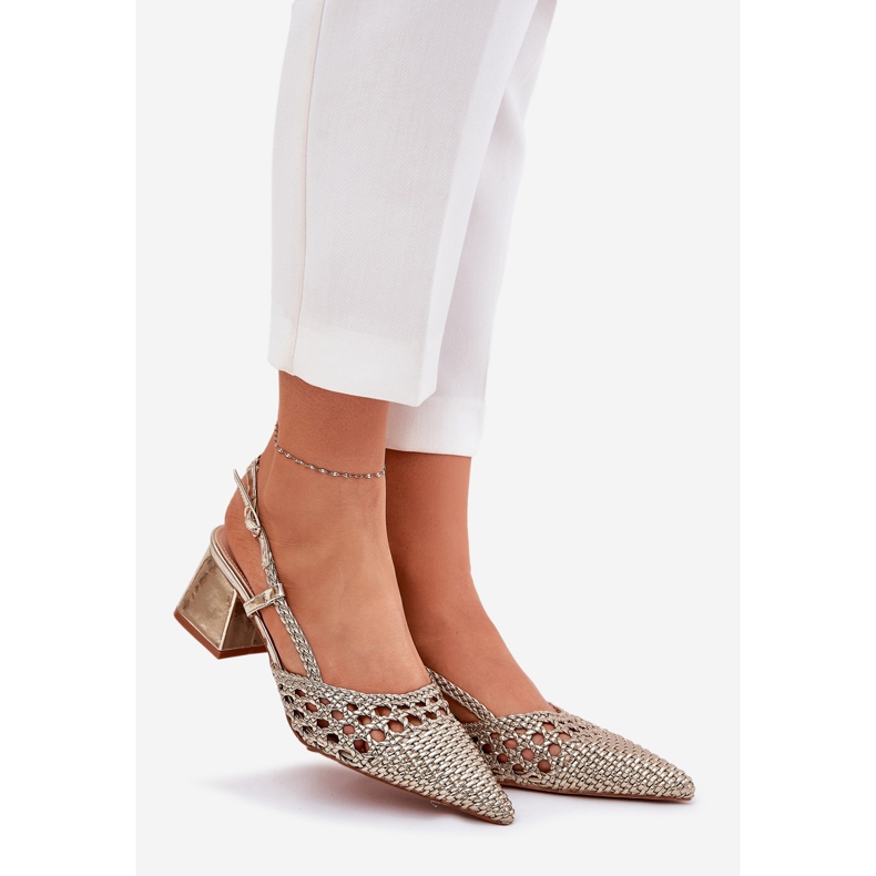 Bailarinas con trenza de cañón plano dorado 1