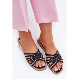 Zapatillas para mujeres planas con rayas negras negro 10