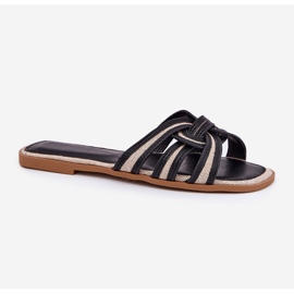 Zapatillas para mujeres planas con rayas negras negro 5