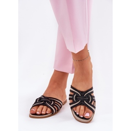 Zapatillas para mujeres planas con rayas negras negro 4