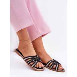 Zapatillas para mujeres planas con rayas negras negro 8