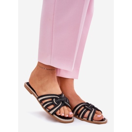 Zapatillas para mujeres planas con rayas negras negro 1