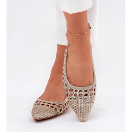 Sandalias con trenza y oro puntiagudo dorado 3