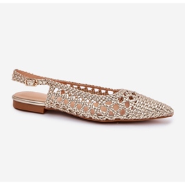 Sandalias con trenza y oro puntiagudo dorado 4