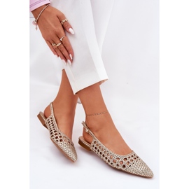 Sandalias con trenza y oro puntiagudo dorado 7