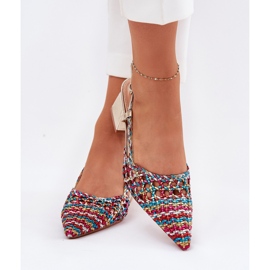 Sandalias en el poste con trenza y dedos marcados multicolor 3