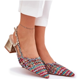 Sandalias en el poste con trenza y dedos marcados multicolor 9