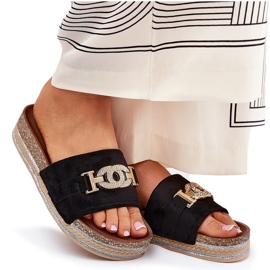 Flip Flip Flip Flip con un detalle dorado en la plataforma con Brocade Black negro 10