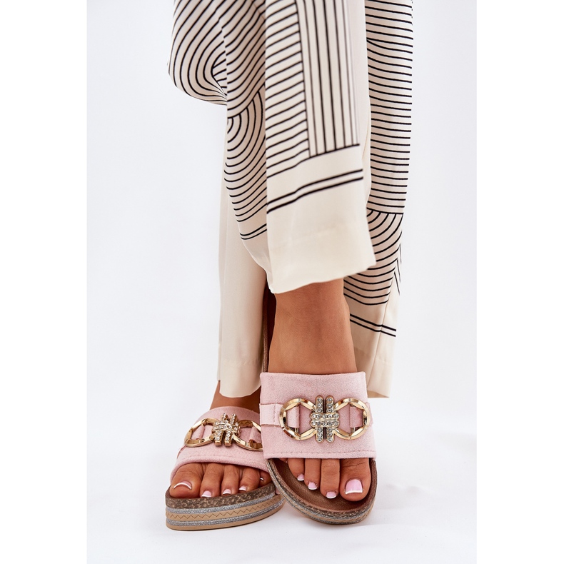 Flip Flip Flip Flip en la plataforma con brillo y decoración dorada rosa 2