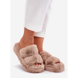 Zapatillas de piel para mujeres en la plataforma de color caqui beige 1