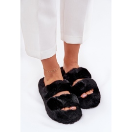 Zapatillas de piel para mujeres en la plataforma negra negro 5
