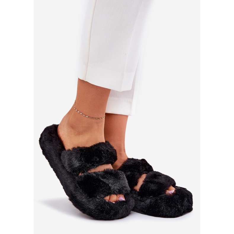 Zapatillas de piel para mujeres en la plataforma negra negro 1 Zapatillas de piel para mujeres en la plataforma negra negro 1