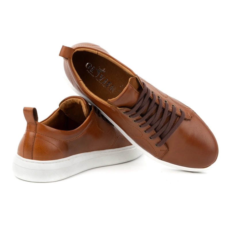 Olivier Zapatos deportivos con cordones hombre piel 434KNT marrón 6