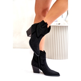 Botas para mujeres decoradas con tacones altos con herramientas en el Spitz S.Barski Hy42-121 Negro 3