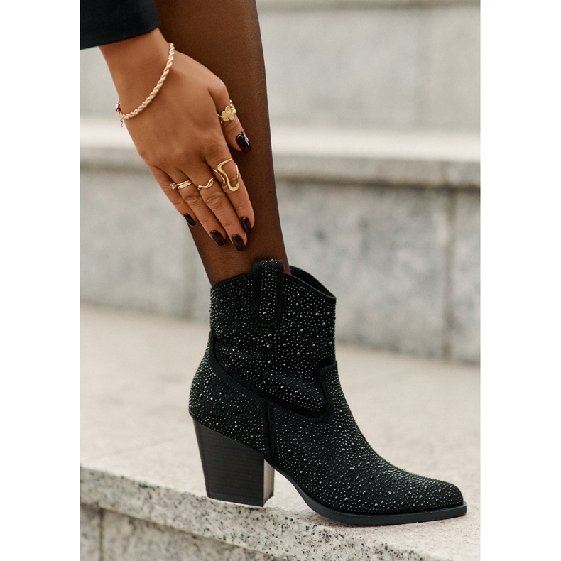 Botas para mujeres decoradas con tacones altos con herramientas en el Spitz S.Barski Hy42-121 Negro 6