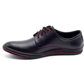 Olivier Zapatos de cuero para hombre 295LU negro con rojo 2