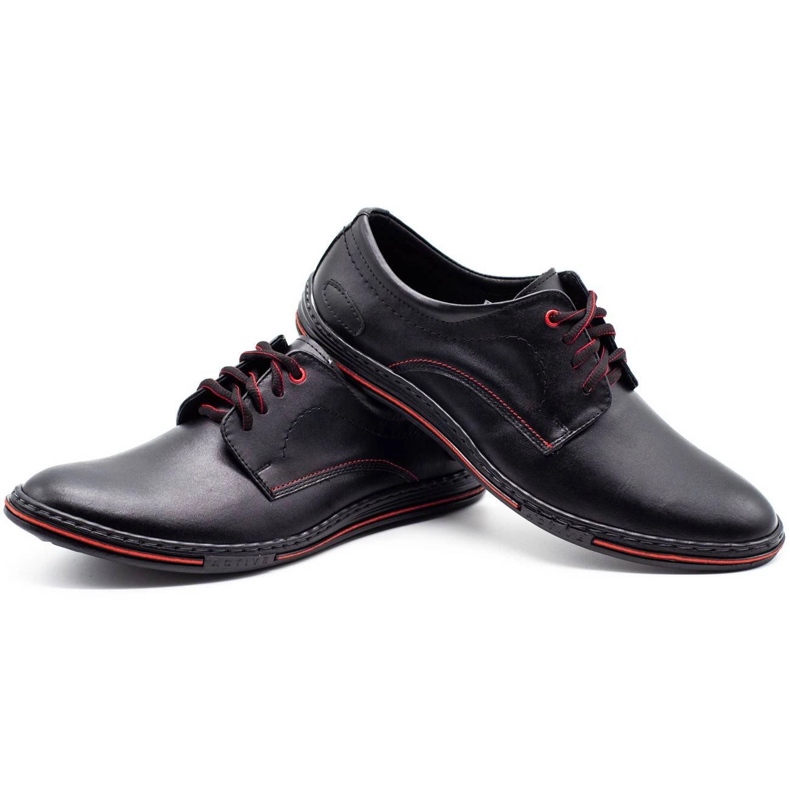 Olivier Zapatos de cuero para hombre 295LU negro con rojo 4