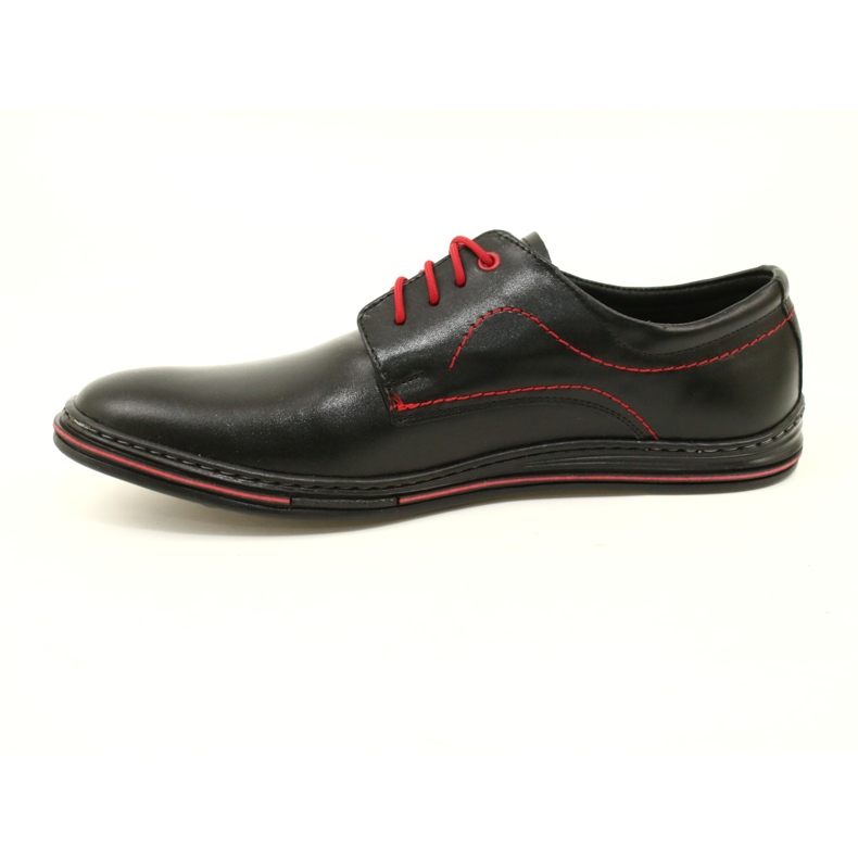 Olivier Zapatos de cuero para hombre 295LU negro con rojo 5