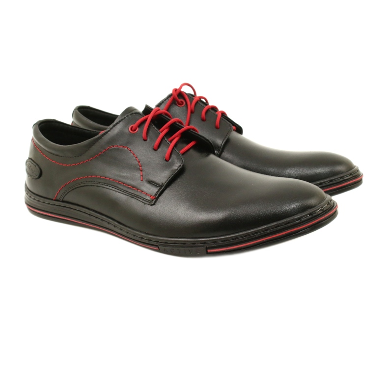 Olivier Zapatos de cuero para hombre 295LU negro con rojo 7