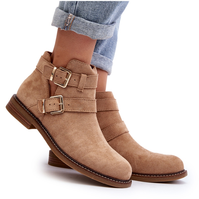 Tacones planos para mujeres con rayas beige 6