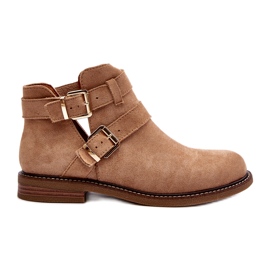 Tacones planos para mujeres con rayas beige 2