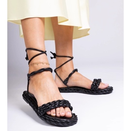 Sandalias de mujeres negras trenzadas negro 1
